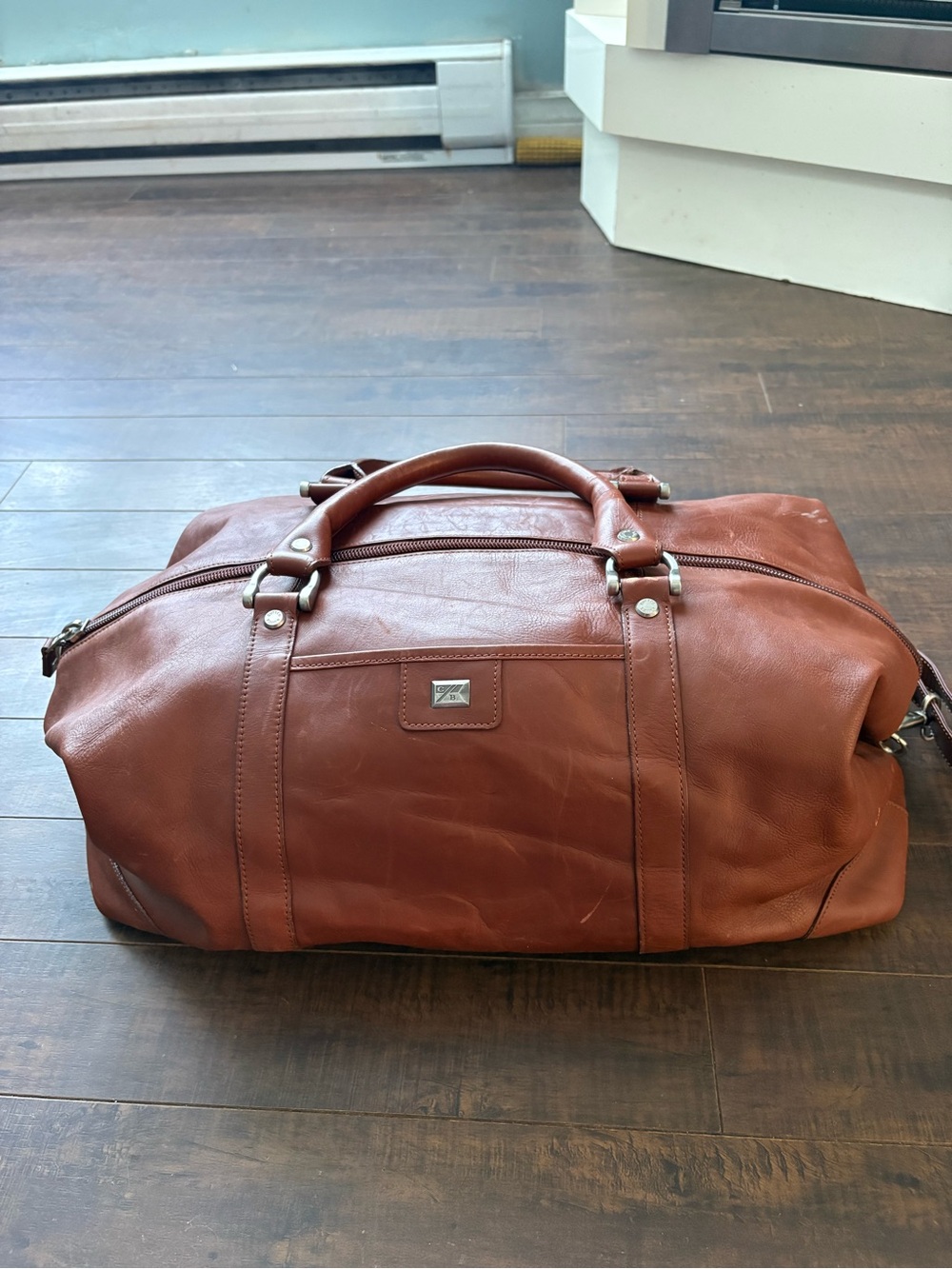 Cutter & Buck HQ Brown Leather Duffle overnight/ travel tote bag